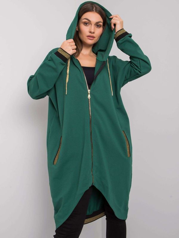 Fashionhunters Dark green cotton hoodie