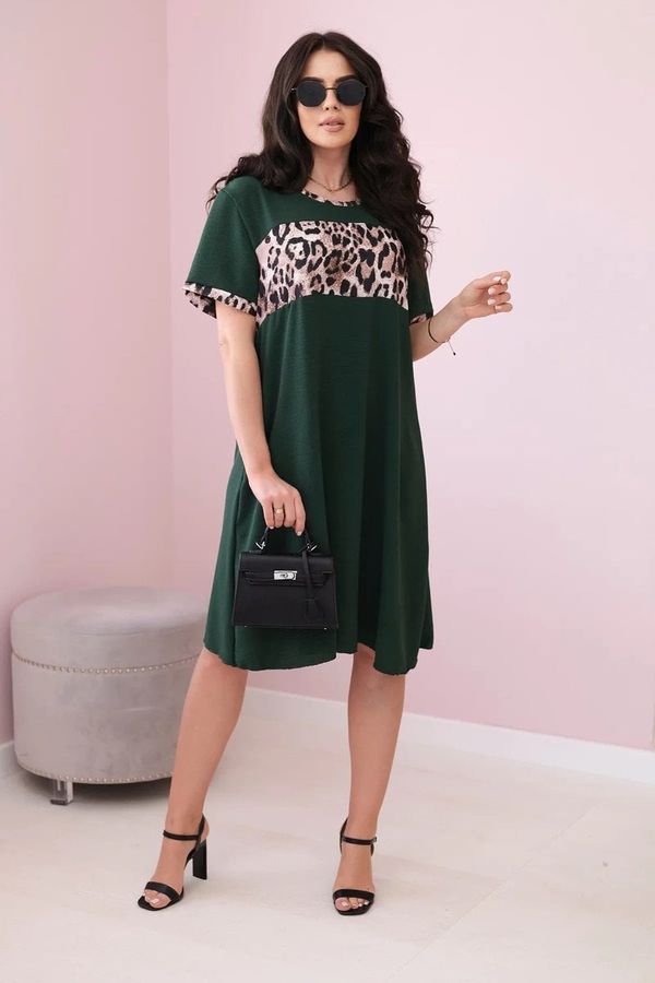 Kesi Dark green dress with leopard print