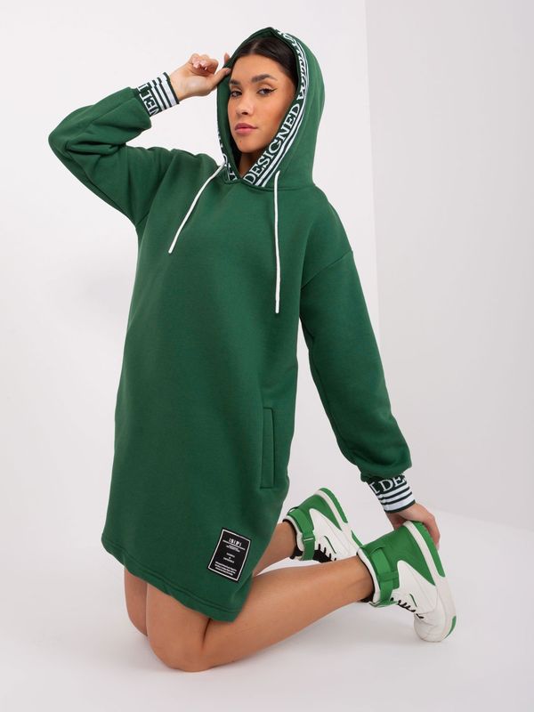 Fashionhunters Dark green hoodie dress