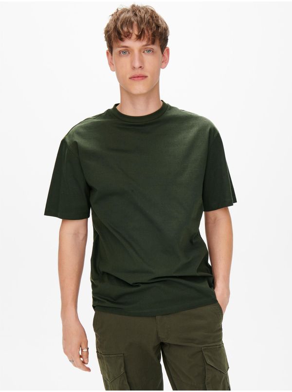 Only Dark green men's basic T-shirt ONLY & SONS Fred - Men