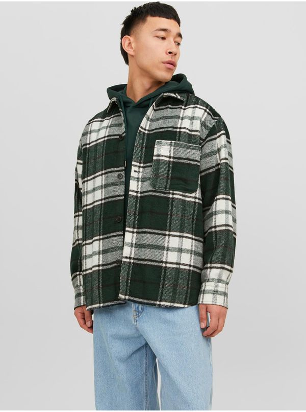 Jack & Jones Dark green men's checkered outer shirt Jack & Jones Zac - Men's