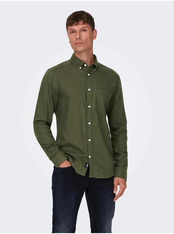 Only Dark green men's shirt ONLY & SONS Gudmund - Men's