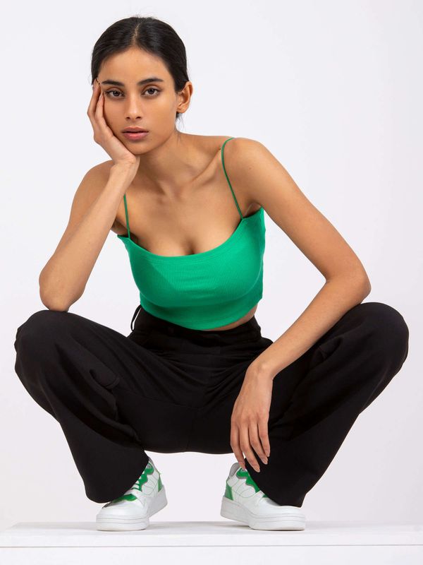 Fashionhunters Dark green striped crop top Aria RUE PARIS