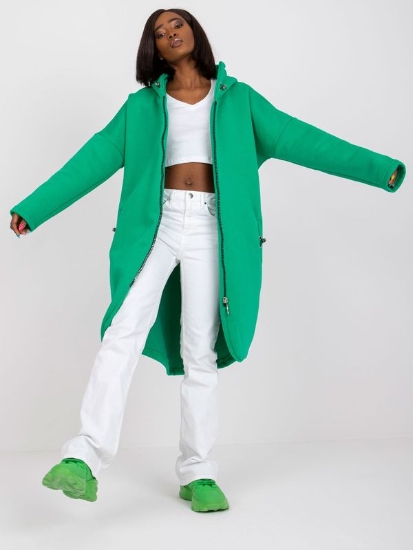 Fashionhunters Dark green sweatshirt Tina RUE PARIS with zipper