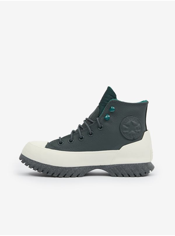 Converse Dark Green Women's Converse Platform Leather Ankle Sneakers - Women's