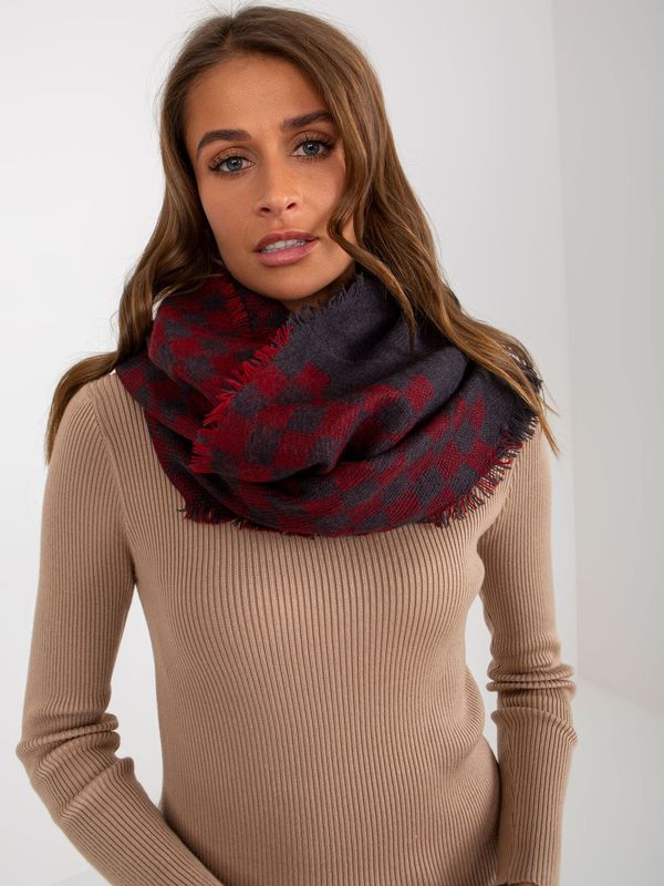 Fashionhunters Dark grey and red women's knitted scarf