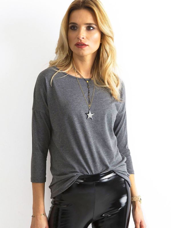 Fashionhunters Dark grey blouse with 3/4 sleeves