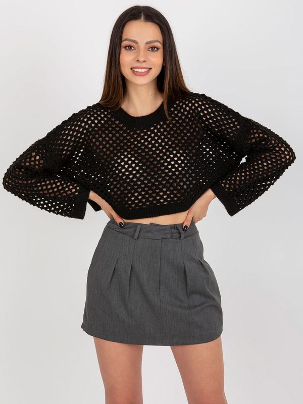 Fashionhunters Dark grey flowing miniskirt with pockets