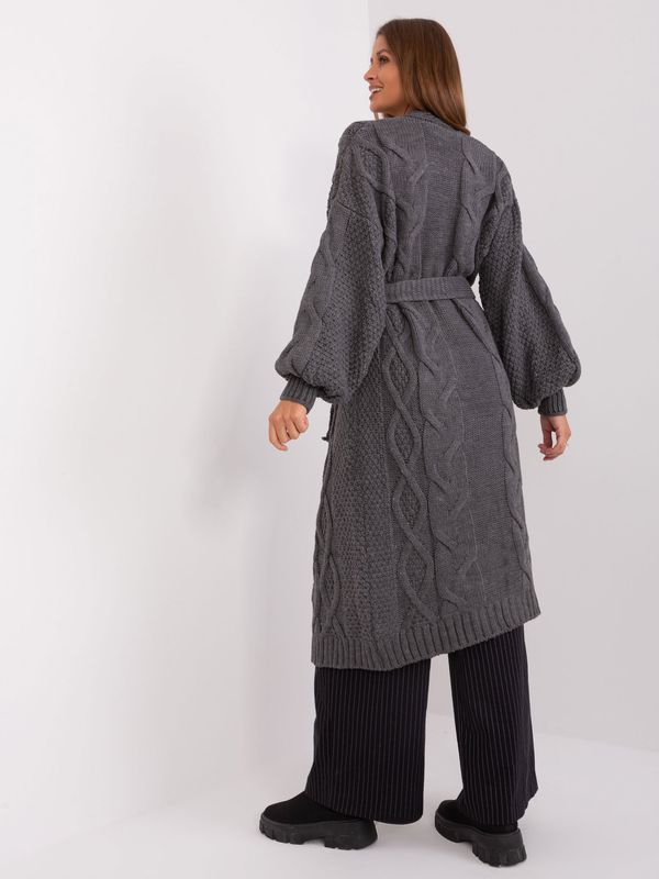 Fashionhunters Dark grey long cardigan with cables from RUE PARIS