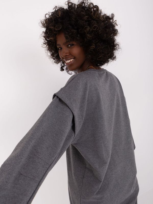 Fashionhunters Dark grey long oversize sweatshirt