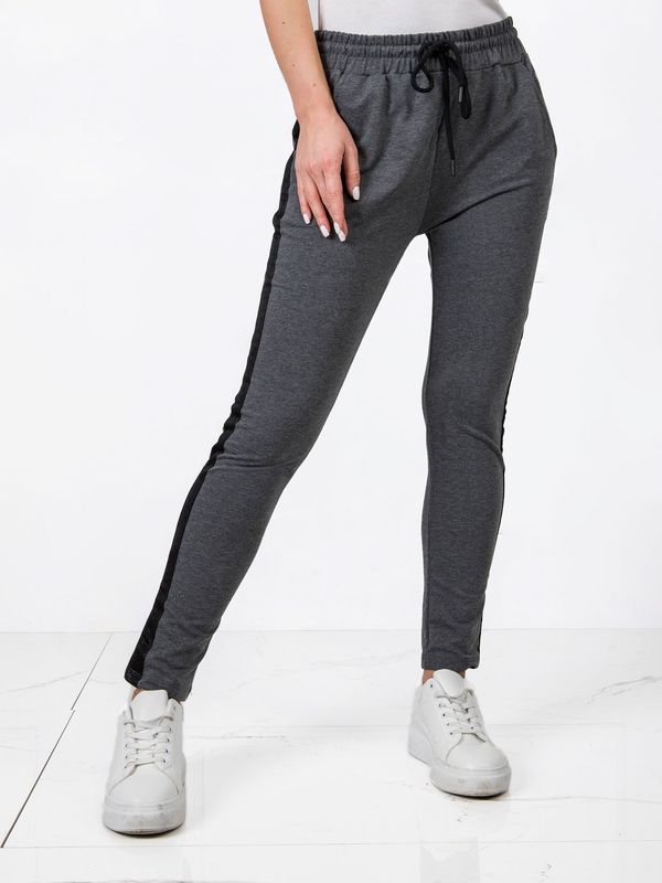 Fashionhunters Dark grey sweatpants