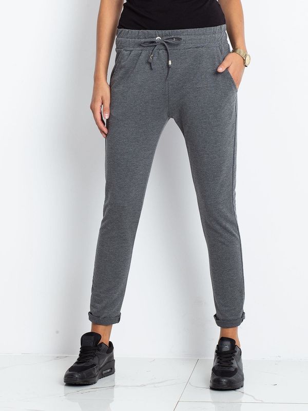 Fashionhunters Dark grey women's sweatpants