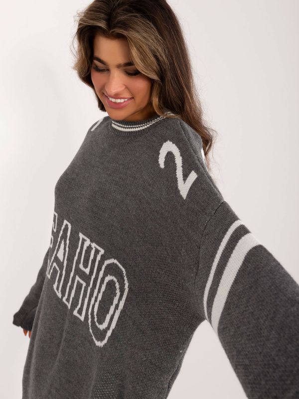 Fashionhunters Dark Hotel Grey Long Oversize Sweater