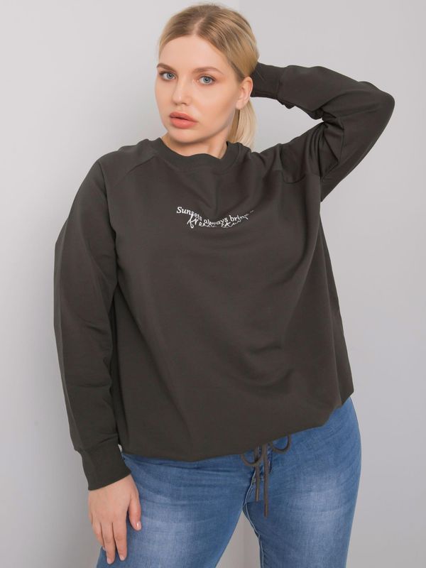 Fashionhunters Dark khaki sweatshirt of large size with the slogan Marlow