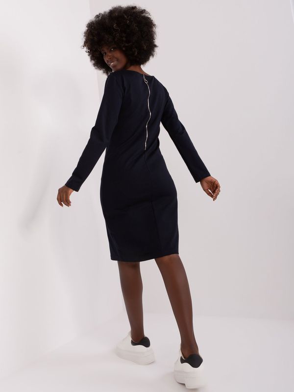 Fashionhunters Dark navy simple hoodie dress made of cotton