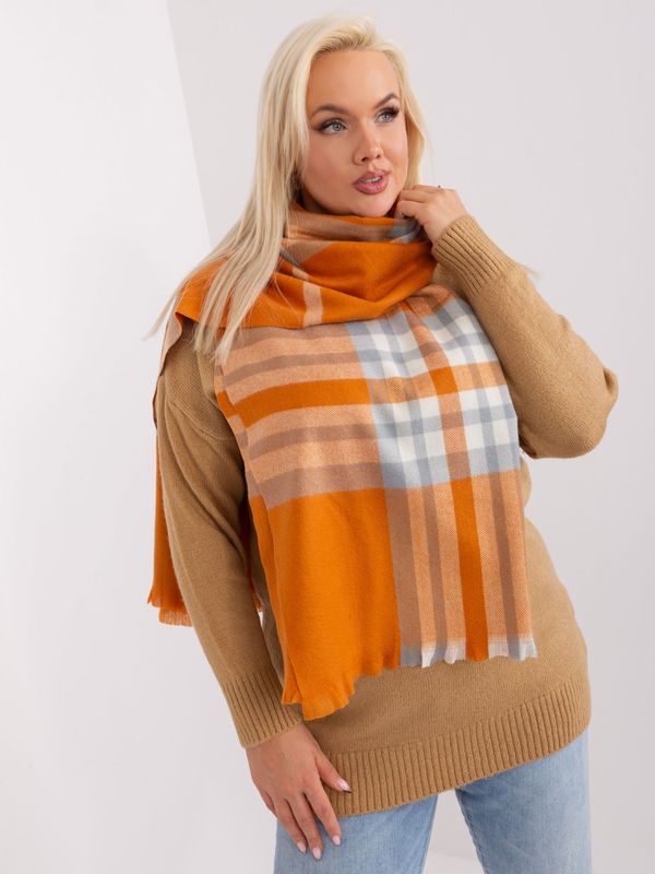 Fashionhunters Dark orange and gray scarf with print