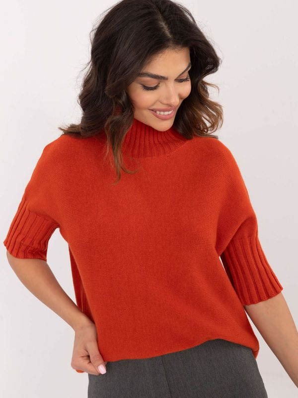 Fashionhunters Dark orange turtleneck with cuffs