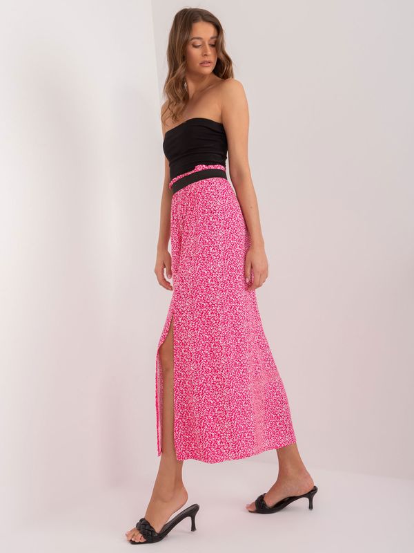 Fashionhunters Dark pink long skirt with SUBLEVEL print