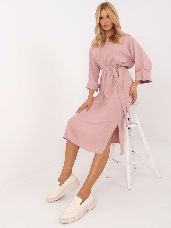 Fashionhunters Dark Pink Simple Casual Dress with Pocket