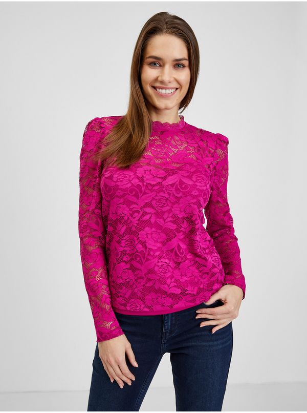 Orsay Dark pink women's lace T-shirt ORSAY - Women
