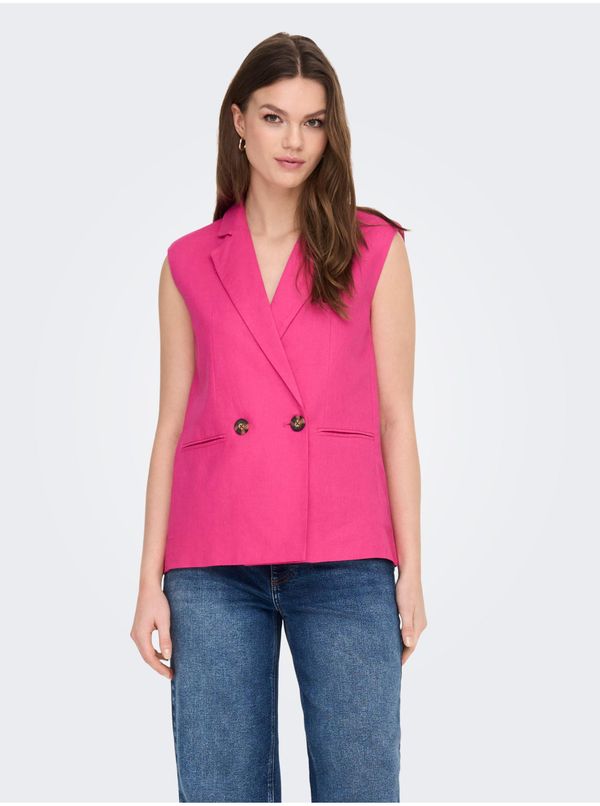 Only Dark pink women's linen vest ONLY Caro - Ladies