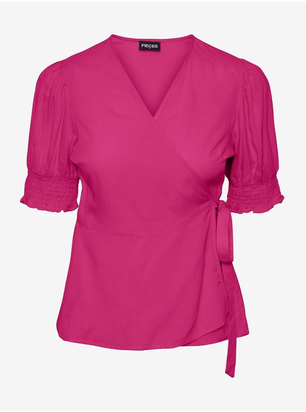 Pieces Dark pink women's wrap blouse Pieces Tala - Women's