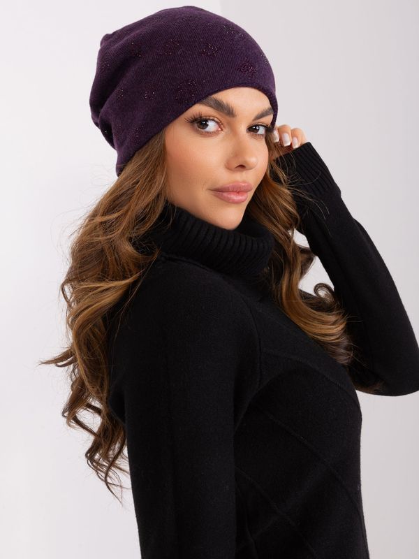 Fashionhunters Dark purple knitted beanie