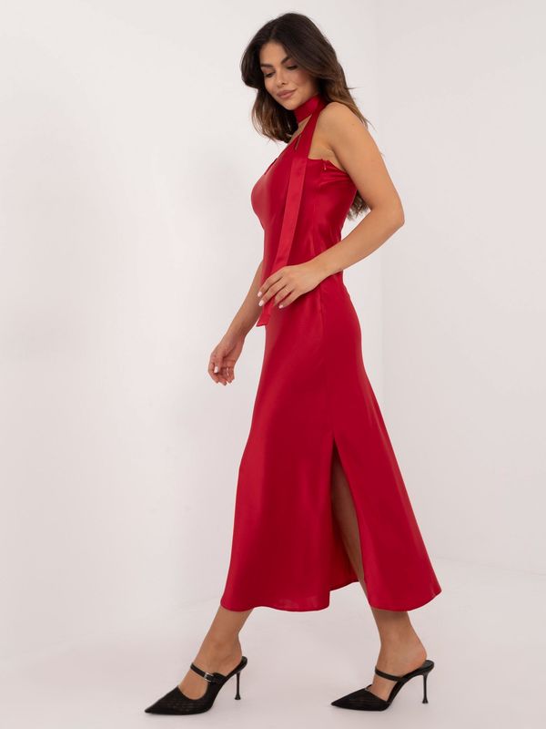 Fashionhunters Dark red evening dress with slit