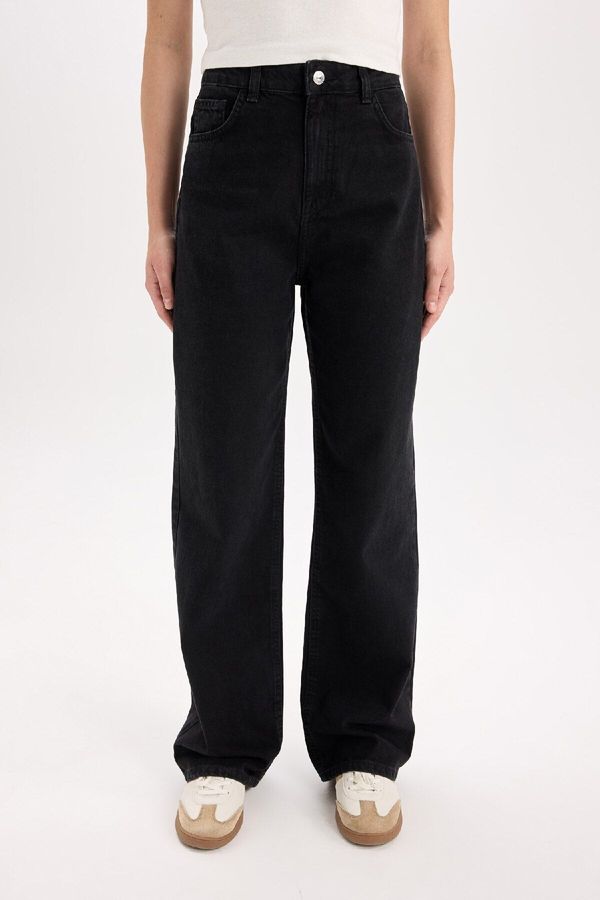 DEFACTO DEFACTO 90's Wide Leg High Waist Standard Leg Long Jean Washed Trousers