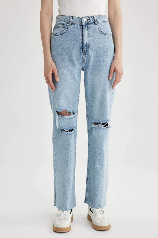 DEFACTO DEFACTO 90's Wide Leg Ripped Detailed Jean Long Trousers
