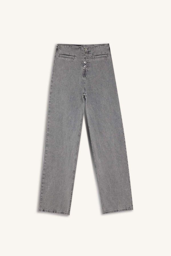 DEFACTO DEFACTO 90's Wide Leg Wide Cut High Waist Wide Leg Long Jean Washed Trousers