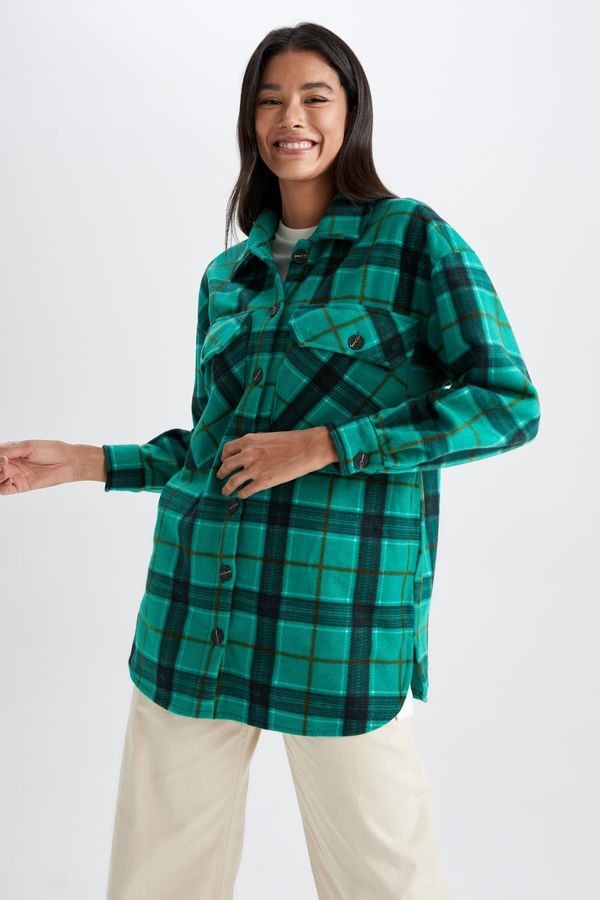 DEFACTO DEFACTO A-Cut Checkered Flannel Long Sleeve Shirt Tunic