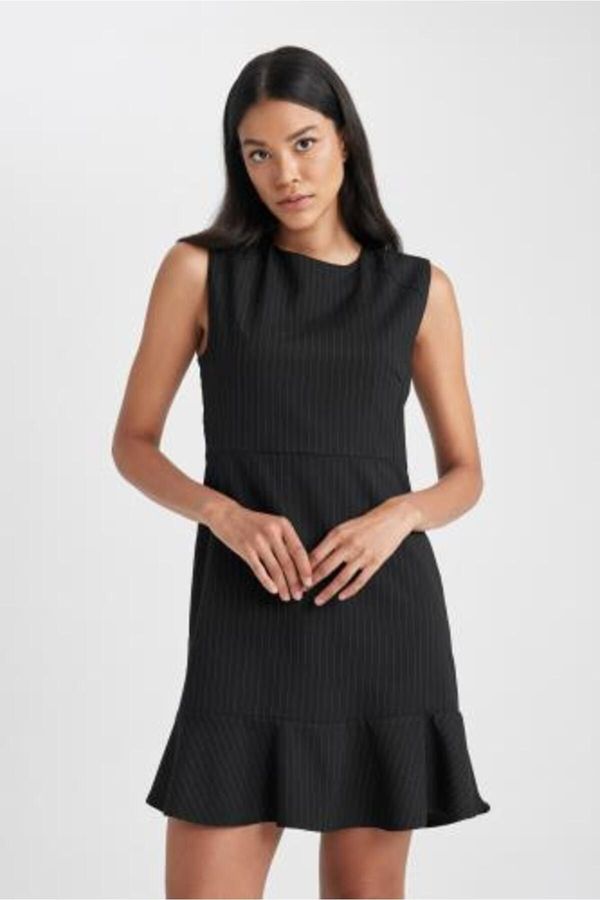 DEFACTO DEFACTO A-Line Round Neck Sleeveless Black Mini Dress