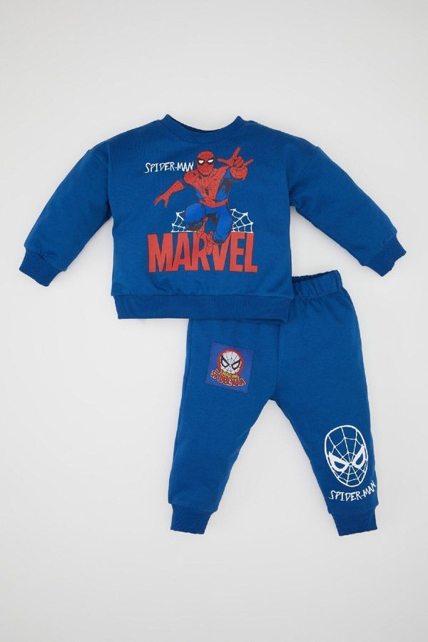 DEFACTO DEFACTO Baby Boy 2-Piece Set Marvel Comics Crew Neck Sweatshirt Elastic Waist Jogger Tracksuit Bottoms