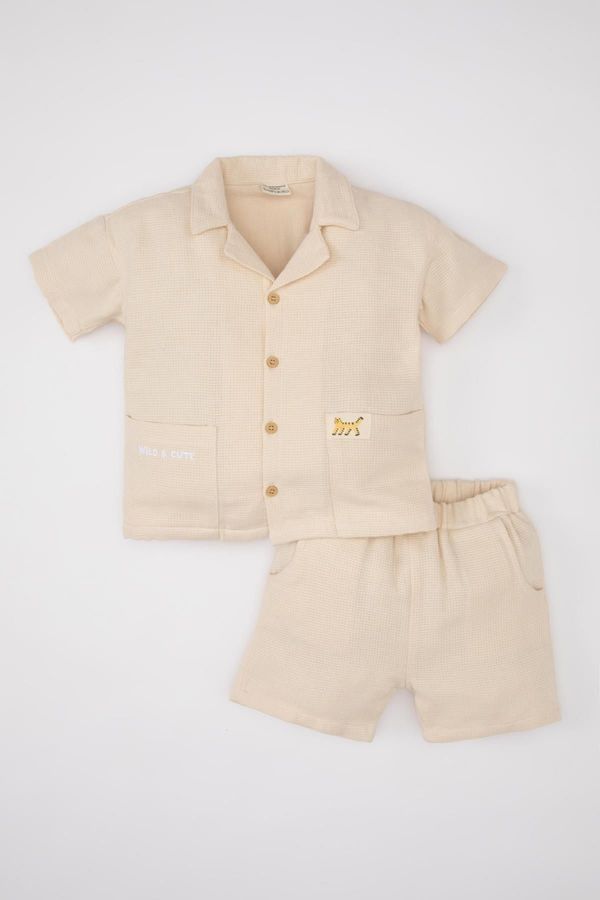 DEFACTO DEFACTO Baby Boy 2-Piece Set Waffle Short Sleeve Shirt Shorts