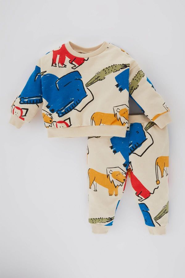 DEFACTO DEFACTO Baby Boy Animal Printed Sweatshirt Sweatpants 2-piece Set