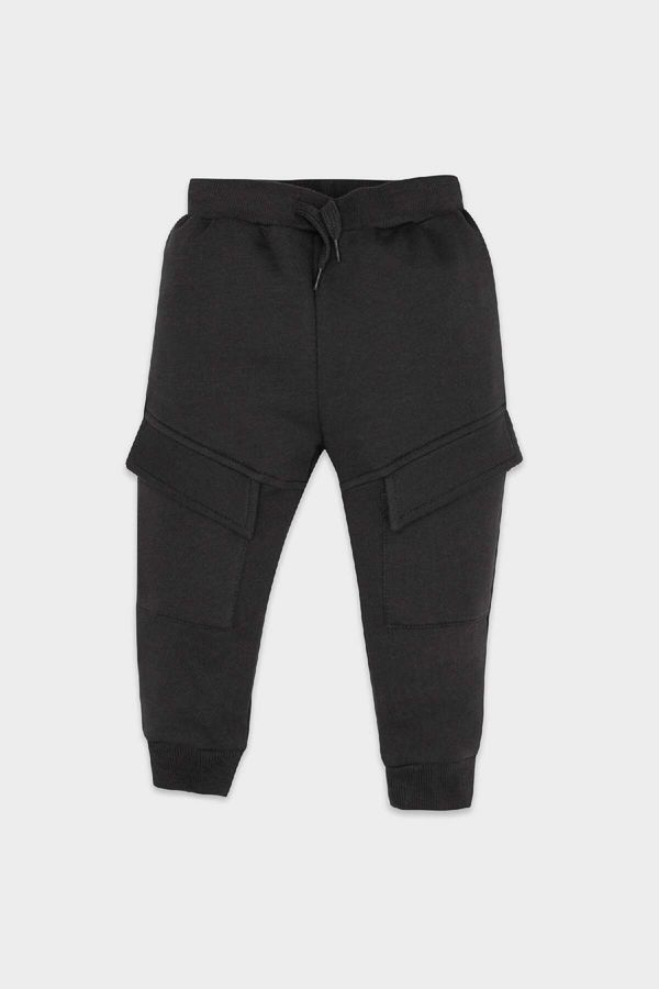 DEFACTO DEFACTO Baby Boy Anthracite Cargo Pocket Elastic Waist Basic Plain Sweatpants