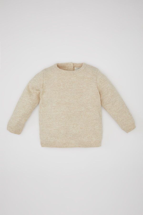 DEFACTO DEFACTO Baby Boy Beige Crew Neck Basic Plain Knitwear Sweater A5036a524au