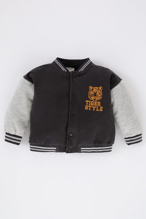 DEFACTO DEFACTO Baby Boy College Collar Printed Bomber Cardigan