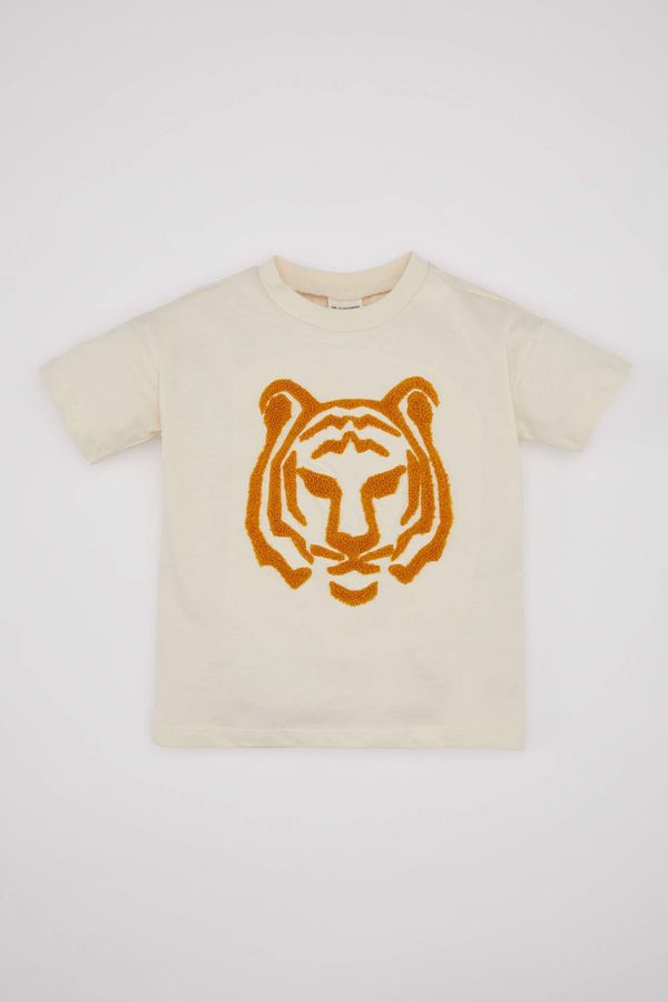 DEFACTO DEFACTO Baby Boy Crew Neck Tiger Pattern Short Sleeve T-Shirt