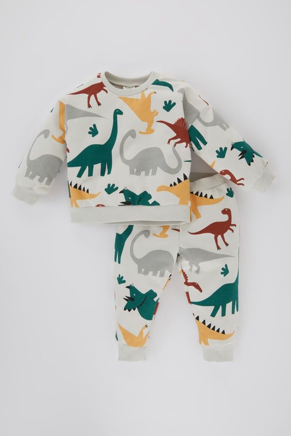 DEFACTO DEFACTO Baby Boy Dinosaur Printed Sweatshirt Sweatpants 2-Piece Set