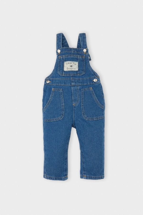 DEFACTO DEFACTO Baby Boy Label Printed Jean Overalls