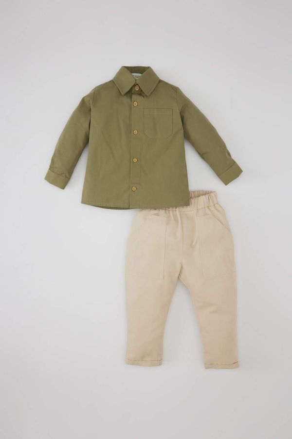 DEFACTO DEFACTO Baby Boy Long Sleeve Shirt Twill Trousers 2 Piece Set