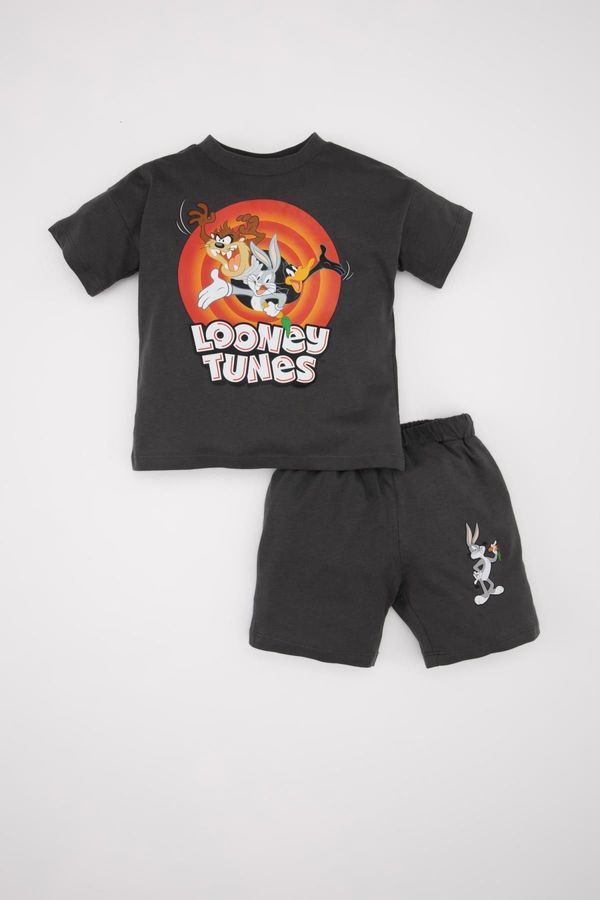 DEFACTO DEFACTO Baby Boy Looney Tunes Short Sleeve T-Shirt Shorts Combed Cotton 2-Piece Set