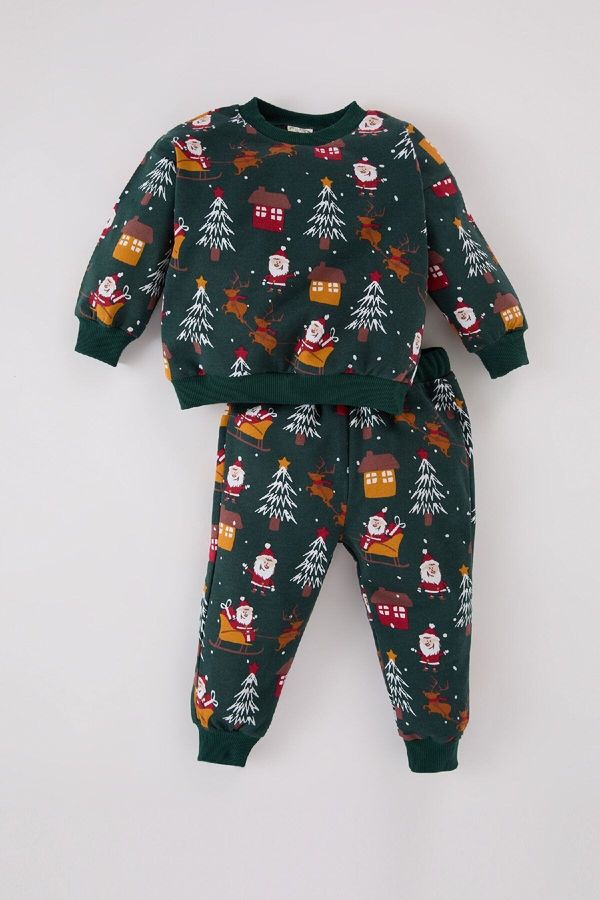 DEFACTO DEFACTO Baby Boy New Year Printed Thin Sweatshirt Fabric 2-Piece Set