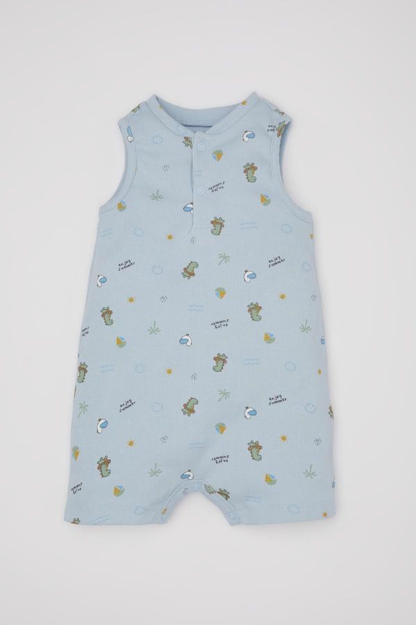 DEFACTO DEFACTO Baby Boy Newborn Patterned Ribbed Camisole Sleeveless Jumpsuit