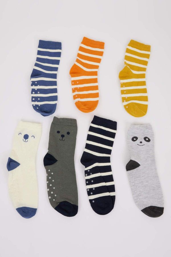 DEFACTO DEFACTO Baby Boy Non-Slip Sole 7-Pack Cotton Long Socks