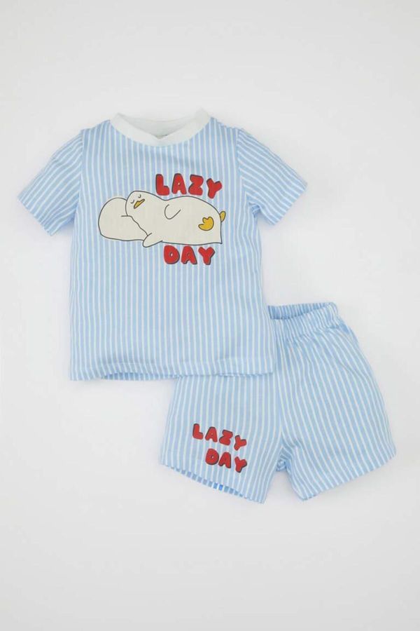 DEFACTO DEFACTO Baby Boy Pajama Set Cotton Striped Short Sleeve Top Shorts