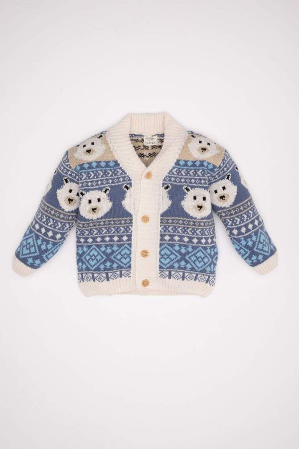 DEFACTO DEFACTO Baby Boy Patterned Knitted Cardigan