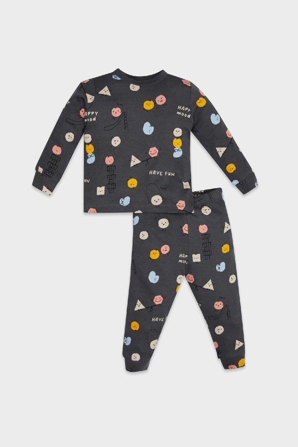 DEFACTO DEFACTO Baby Boy Patterned Long Sleeve Top Long Bottom Pajama Set